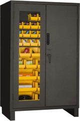 Durham - 42 Bin Locking Storage Cabinet - Steel, 48" Wide x 24" Deep x 78" High, Yellow - Industrial Tool & Supply