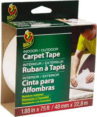 Duck - 1.88" x 25 Yd Rubber Adhesive Double Sided Tape - 6 mil Thick, White, Rubber Liner, Series DUC442062 - Industrial Tool & Supply
