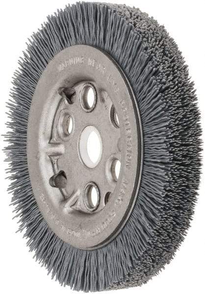 Weiler - 4-1/4" OD, 5/8" Arbor Hole, Crimped Nylon Wheel Brush - 3/4" Face Width, 5/8" Trim Length, 0.022" Filament Diam, 6,000 RPM - Industrial Tool & Supply