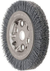Weiler - 4-1/4" OD, 5/8" Arbor Hole, Crimped Nylon Wheel Brush - 3/4" Face Width, 5/8" Trim Length, 0.022" Filament Diam, 6,000 RPM - Industrial Tool & Supply