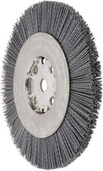 Weiler - 8" OD, 5/8" Arbor Hole, Crimped Nylon Wheel Brush - 7/8" Face Width, 1-1/2" Trim Length, 0.035" Filament Diam, 4,500 RPM - Industrial Tool & Supply