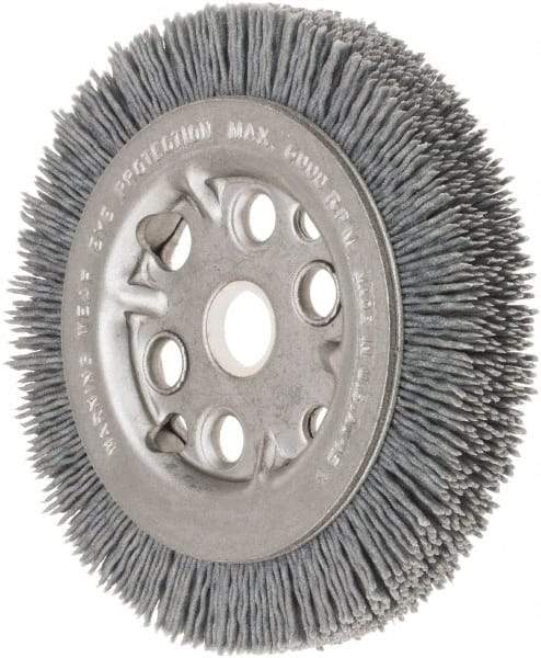Weiler - 4-1/4" OD, 5/8" Arbor Hole, Crimped Nylon Wheel Brush - 3/4" Face Width, 5/8" Trim Length, 0.035" Filament Diam, 6,000 RPM - Industrial Tool & Supply