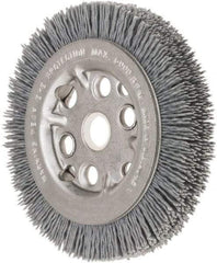 Weiler - 4-1/4" OD, 5/8" Arbor Hole, Crimped Nylon Wheel Brush - 3/4" Face Width, 5/8" Trim Length, 0.035" Filament Diam, 6,000 RPM - Industrial Tool & Supply