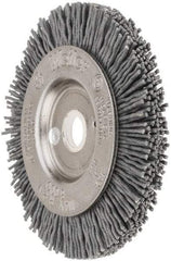 Weiler - 3" OD, 1/2" Arbor Hole, Crimped Nylon Wheel Brush - 3/8" Face Width, 1/2" Trim Length, 0.035" Filament Diam, 6,000 RPM - Industrial Tool & Supply