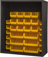 Durham - 30 Bin Enclosed Shelving - 48 Inch Overall Width x 24 Inch Overall Depth x 48 Inch Overall Height, Yellow Polyethylene Bins - Industrial Tool & Supply