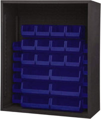Durham - 30 Bin Enclosed Shelving - 48 Inch Overall Width x 24 Inch Overall Depth x 48 Inch Overall Height, Blue Polyethylene Bins - Industrial Tool & Supply