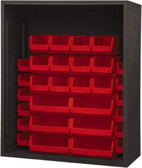 Durham - 30 Bin Enclosed Shelving - 48 Inch Overall Width x 24 Inch Overall Depth x 48 Inch Overall Height, Red Polyethylene Bins - Industrial Tool & Supply