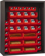 Durham - 42 Bin Enclosed Shelving - 48 Inch Overall Width x 18 Inch Overall Depth x 72 Inch Overall Height, Red Polyethylene Bins - Industrial Tool & Supply