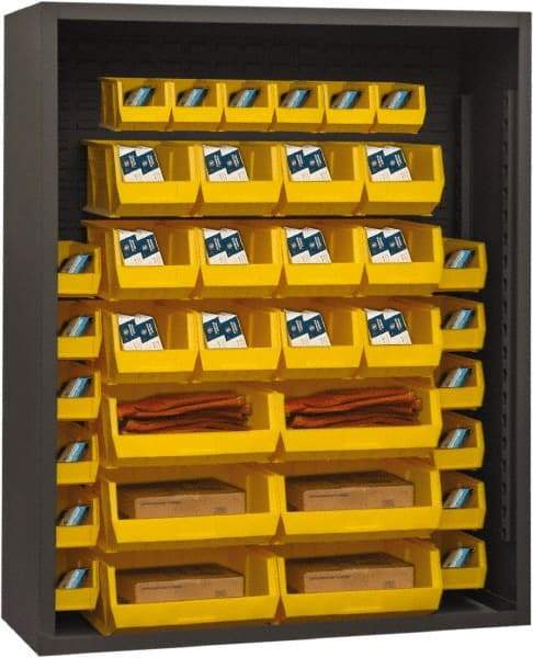 Durham - 42 Bin Enclosed Shelving - 48 Inch Overall Width x 18 Inch Overall Depth x 72 Inch Overall Height, Yellow Polyethylene Bins - Industrial Tool & Supply
