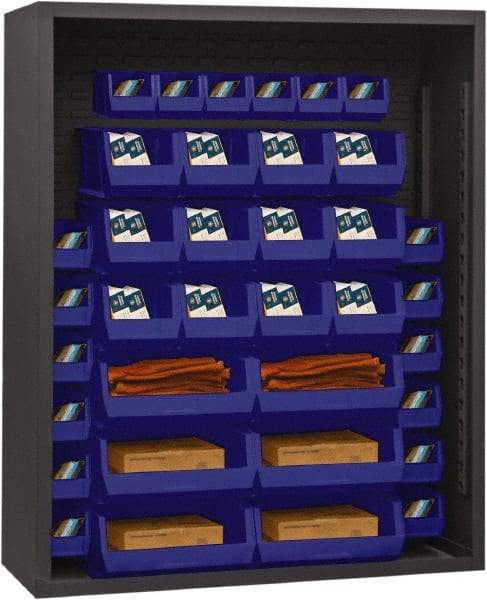 Durham - 42 Bin Enclosed Shelving - 48 Inch Overall Width x 18 Inch Overall Depth x 72 Inch Overall Height, Blue Polyethylene Bins - Industrial Tool & Supply