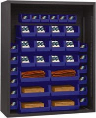 Durham - 42 Bin Enclosed Shelving - 48 Inch Overall Width x 18 Inch Overall Depth x 72 Inch Overall Height, Blue Polyethylene Bins - Industrial Tool & Supply