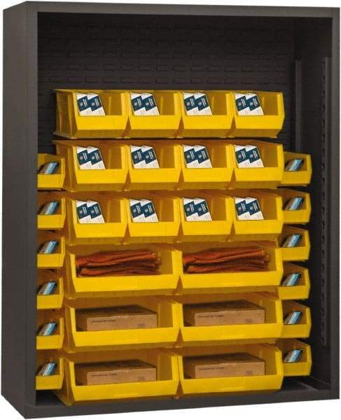 Durham - 30 Bin Enclosed Shelving - 48 Inch Overall Width x 18 Inch Overall Depth x 60 Inch Overall Height, Yellow Polyethylene Bins - Industrial Tool & Supply