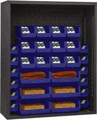 Durham - 30 Bin Enclosed Shelving - 48 Inch Overall Width x 18 Inch Overall Depth x 60 Inch Overall Height, Blue Polyethylene Bins - Industrial Tool & Supply
