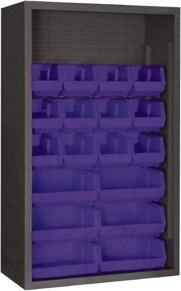 Durham - 18 Bin Enclosed Shelving - 36 Inch Overall Width x 18 Inch Overall Depth x 60 Inch Overall Height, Blue Polyethylene Bins - Industrial Tool & Supply