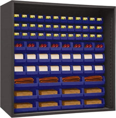 Durham - 72 Bin Enclosed Shelving - 72 Inch Overall Width x 24 Inch Overall Depth x 72 Inch Overall Height, Blue Polyethylene Bins - Industrial Tool & Supply