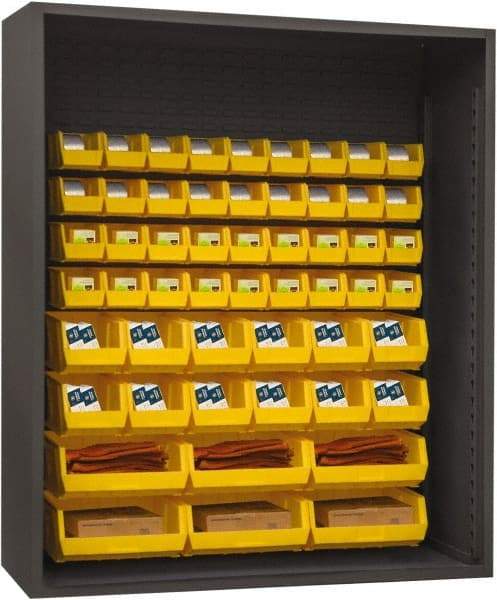 Durham - 54 Bin Enclosed Shelving - 60 Inch Overall Width x 24 Inch Overall Depth x 60 Inch Overall Height, Yellow Polyethylene Bins - Industrial Tool & Supply