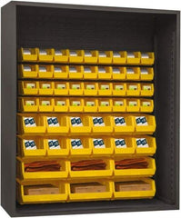 Durham - 54 Bin Enclosed Shelving - 60 Inch Overall Width x 24 Inch Overall Depth x 60 Inch Overall Height, Yellow Polyethylene Bins - Industrial Tool & Supply