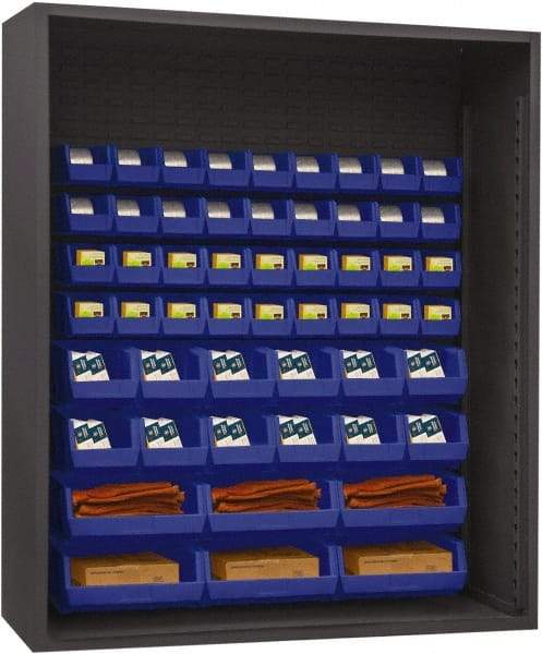 Durham - 54 Bin Enclosed Shelving - 60 Inch Overall Width x 24 Inch Overall Depth x 60 Inch Overall Height, Blue Polyethylene Bins - Industrial Tool & Supply