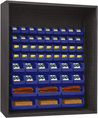 Durham - 54 Bin Enclosed Shelving - 60 Inch Overall Width x 24 Inch Overall Depth x 60 Inch Overall Height, Blue Polyethylene Bins - Industrial Tool & Supply