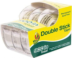 Duck - 1/2" x 25' Acrylic Adhesive Double Sided Tape - 6 mil Thick, Clear, Polypropylene Film Liner, Series DUC - Industrial Tool & Supply