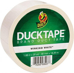 Duck - 1-7/8" x 20 Yds White Duct Tape - 9 mil, Rubber Adhesive, Vinyl Backing, 22 Lb/ln Tensile Strength, Series DUC - Industrial Tool & Supply