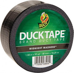 Duck - 1-7/8" x 20 Yds Black Duct Tape - 9 mil, Rubber Adhesive, Vinyl Backing, 22 Lb/ln Tensile Strength, Series DUC - Industrial Tool & Supply