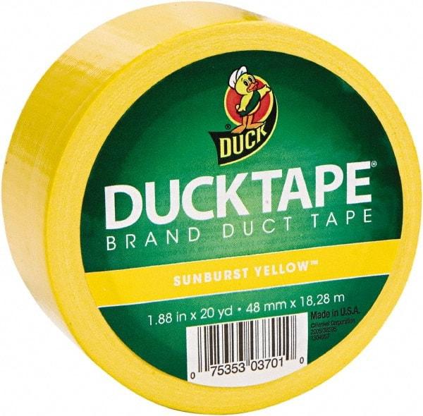 Duck - 1-7/8" x 20 Yds Yellow Duct Tape - 9 mil, Rubber Adhesive, Vinyl Backing, 22 Lb/ln Tensile Strength, Series DUC - Industrial Tool & Supply