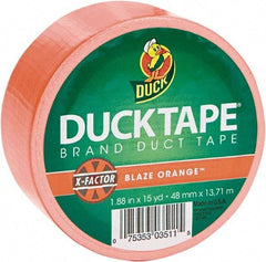 Duck - 1-7/8" x 15 Yds Orange Duct Tape - 9 mil, Rubber Adhesive, Vinyl Backing, 22 Lb/ln Tensile Strength, Series DUC - Industrial Tool & Supply