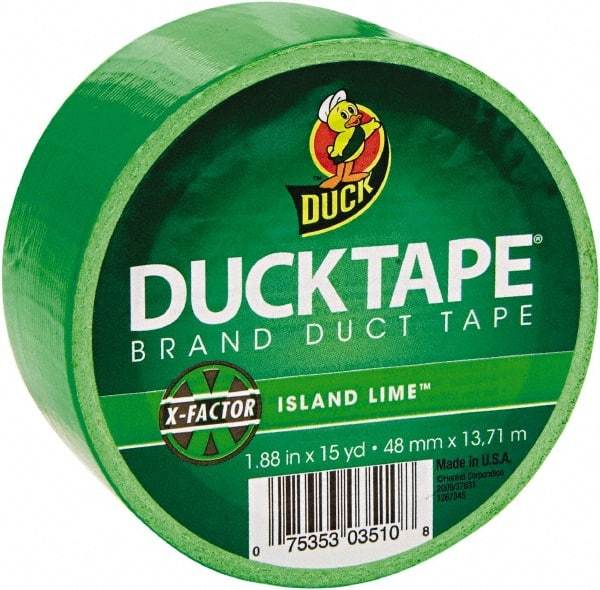 Duck - 1-7/8" x 15 Yds Green Duct Tape - 9 mil, Rubber Adhesive, Vinyl Backing, 22 Lb/ln Tensile Strength, Series DUC - Industrial Tool & Supply
