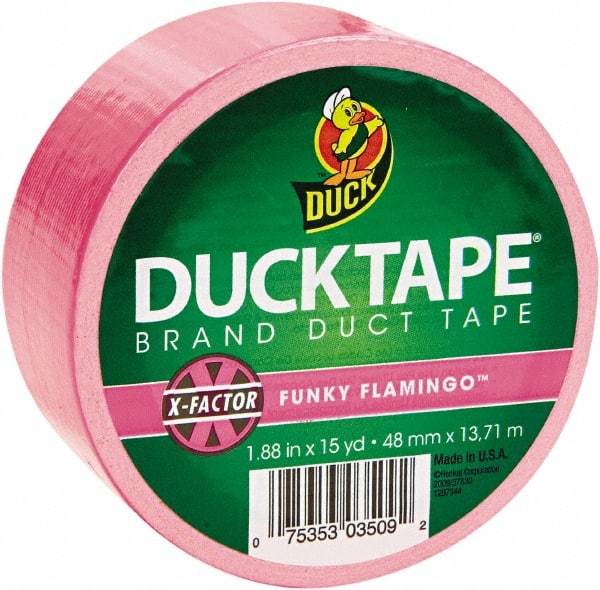 Duck - 1-7/8" x 15 Yds Pink Duct Tape - 9 mil, Rubber Adhesive, Vinyl Backing, 22 Lb/ln Tensile Strength, Series DUC - Industrial Tool & Supply