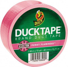 Duck - 1-7/8" x 15 Yds Pink Duct Tape - 9 mil, Rubber Adhesive, Vinyl Backing, 22 Lb/ln Tensile Strength, Series DUC - Industrial Tool & Supply