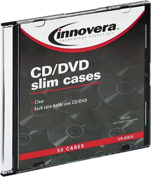 innovera - 1 Compartment, 4-7/8 Inch Wide x 1/4 Inch Deep x 5-5/8 Inch High, CD/DVD Storage Case - Polystyrene, Clear - Industrial Tool & Supply