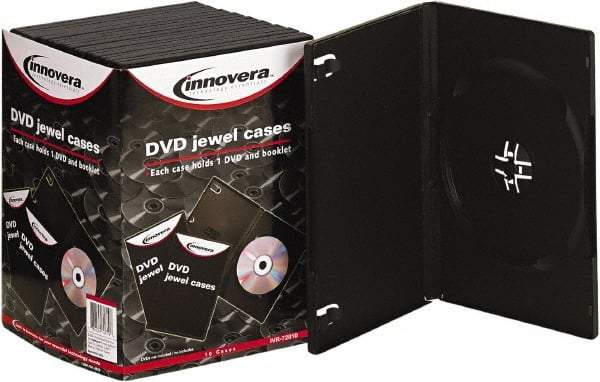 innovera - 1 Compartment, 5-3/8 Inch Wide x 1/2 Inch Deep x 7-1/2 Inch High, DVD Case - Plastic, Black - Industrial Tool & Supply