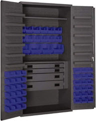 Durham - 2 Shelf 52 Bin Storage Cabinet - Steel, 36" Wide x 24" Deep x 72" High, Blue - Industrial Tool & Supply