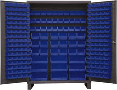 Durham - 227 Bin Storage Cabinet - Steel, 60" Wide x 24" Deep x 84" High, Blue - Industrial Tool & Supply