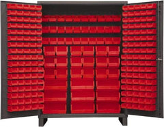 Durham - 227 Bin Storage Cabinet - Steel, 60" Wide x 24" Deep x 84" High, Red - Industrial Tool & Supply