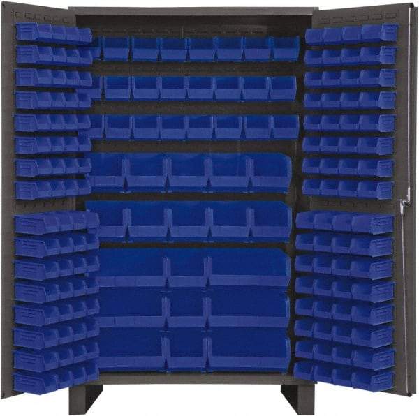 Durham - 171 Bin Storage Cabinet - Steel, 48" Wide x 24" Deep x 78" High, Blue - Industrial Tool & Supply