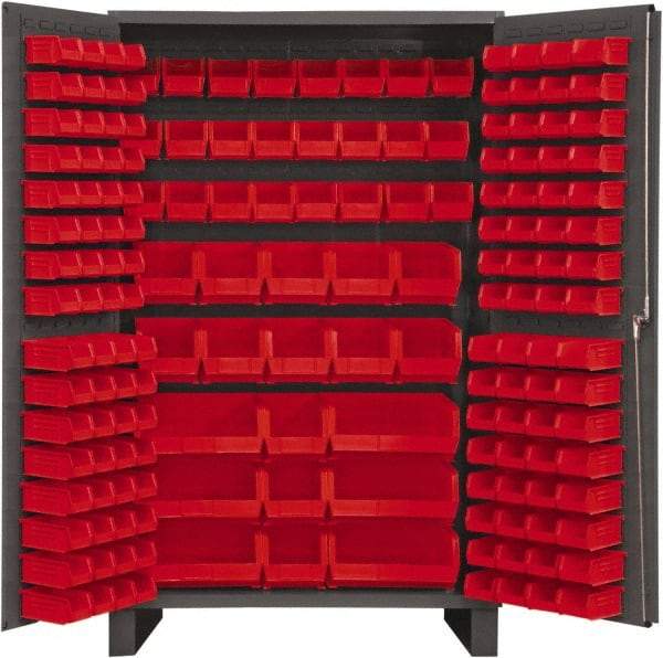 Durham - 171 Bin Storage Cabinet - Steel, 48" Wide x 24" Deep x 78" High, Red - Industrial Tool & Supply