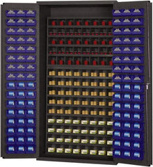 Durham - 40 Bin Storage Cabinet - Steel, 36" Wide x 24" Deep x 72" High, Blue - Industrial Tool & Supply