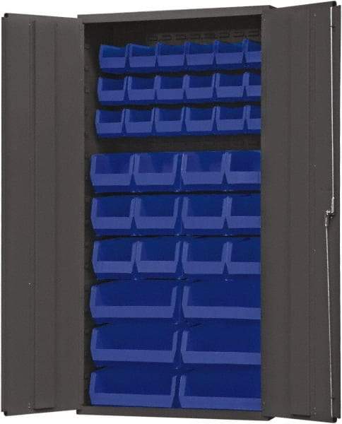 Durham - 36 Bin Storage Cabinet - Steel, 36" Wide x 24" Deep x 72" High, Blue - Industrial Tool & Supply