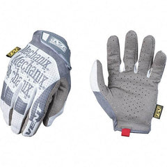Mechanix Wear - Size XL Work Gloves - For Mechanic's & Lifting, Uncoated, Hook & Loop Cuff, Full Fingered, Gray/White, Paired - Industrial Tool & Supply