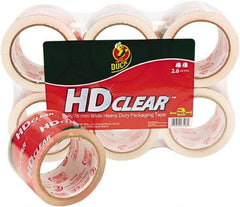 Duck - 3" x 55 Yd Clear Acrylic Adhesive Packaging Tape - Polypropylene Film Backing, 2.6 mil Thick, 31 Lb Tensile Strength, Series DUC - Industrial Tool & Supply