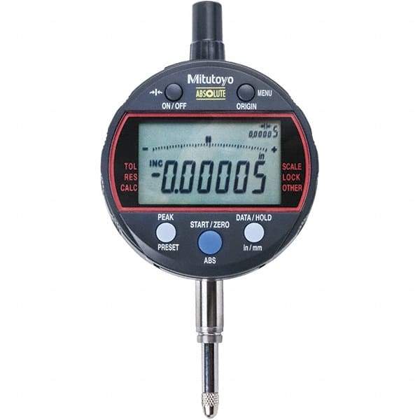 Mitutoyo - 0 to 1/2" Range, 0.001mm Graduation, Electronic Drop Indicator - Flat Back, Accurate to 0.0001", Inch & Metric System, LCD Display - Industrial Tool & Supply