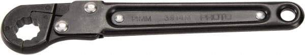 Proto - 15mm, Black Finish, Ratcheting Flare Nut Wrench - 12 Points, 7-1/4" OAL, Steel, Single End Head - Industrial Tool & Supply