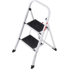 Hailo - 2 Steps, 2' 7" High, EN14183 Rating, Tubular Steel Step Ladder - 330 Lb Capacity, 18-1/2" Base Width - Industrial Tool & Supply