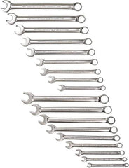 Proto - 18 Piece, 1/4" to 3/4" (mm), 12 Point Combination Wrench Set - Inch/Metric Measurement Standard, Satin Finish - Industrial Tool & Supply