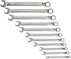 Proto - 11 Piece, 7mm to 19mm, 12 Point Combination Wrench Set - Metric Measurement Standard, Full Polish Chrome Finish, Comes in Tool Roll - Industrial Tool & Supply