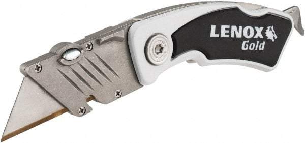 Lenox - Fixed Folding Utility Knife - White Metal Handle, 1 Blade Included - Industrial Tool & Supply