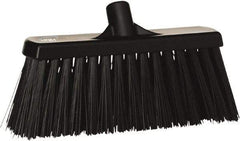 Vikan - 12" Heavy Duty Synthetic Push Broom - 3-1/2" Bristle Length, Plastic Block, European Threaded Handle Connection - Industrial Tool & Supply