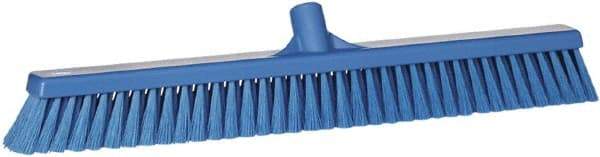 Vikan - 24" Fine Particle Synthetic Push Broom - 2" Bristle Length, Plastic Block, European Threaded Handle Connection - Industrial Tool & Supply